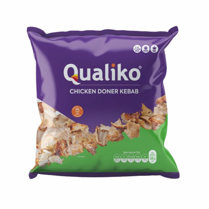 Mrazený Doner Kebab kurací, krájaný 1kg Qualiko