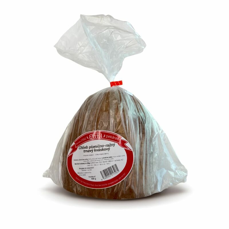 Chlieb kváskový tmavý krájaný balený EGRI 400g