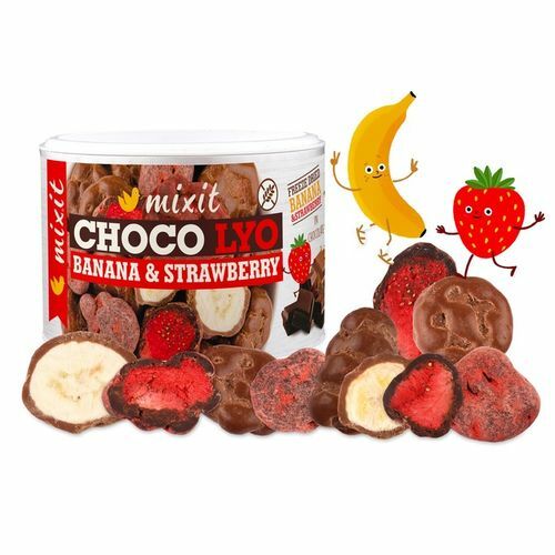Chrumkavé banániky a jahody v čokoláde 150g Mixit