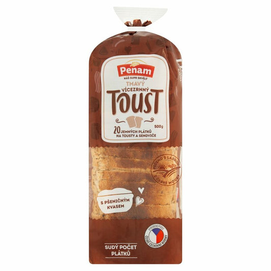 Chlieb toastový tmavý viaczrnný 500g Penam