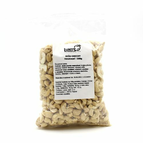 Kešu orechy natural nesolené 500g Lunys