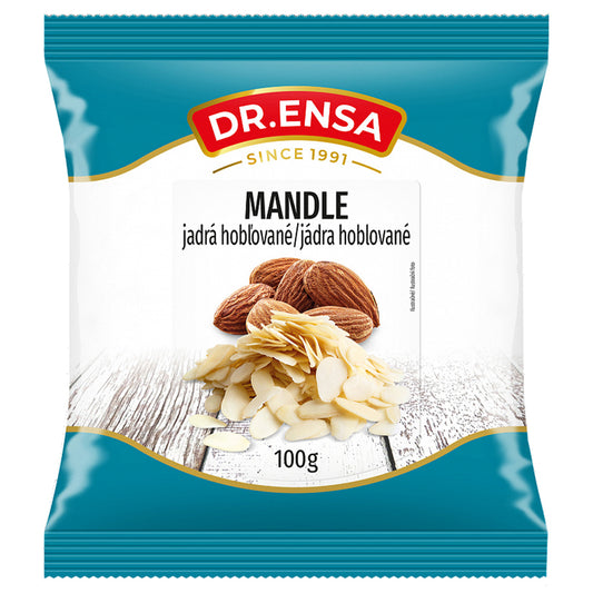 Mandle blanšírované (lúpané) hobľované 100g Ensa