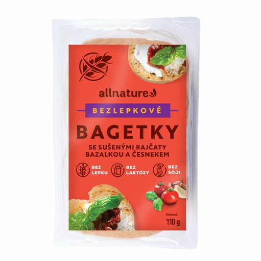 Allnature Bagetky Bezlepkové s paradajkami, bazalkou a cesnakom 110g