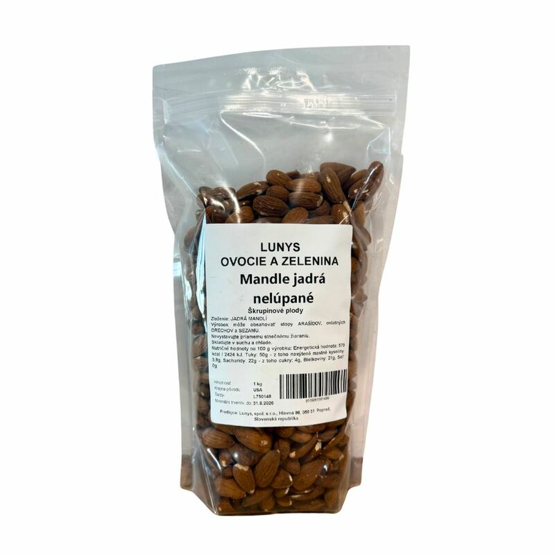 Mandle jadrá natural 1kg Lunys
